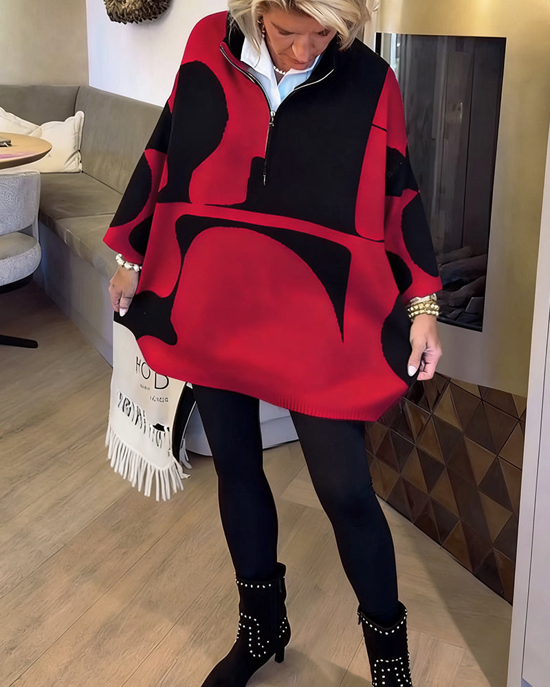 Pull À Demi-Zip Avec Col Montant Tendance