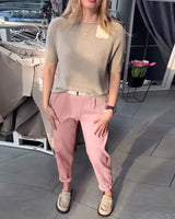 Pantalon Uni Décontracté Droit