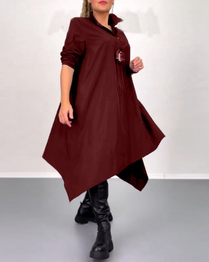 Robe décontractée irrégulière de couleur unie