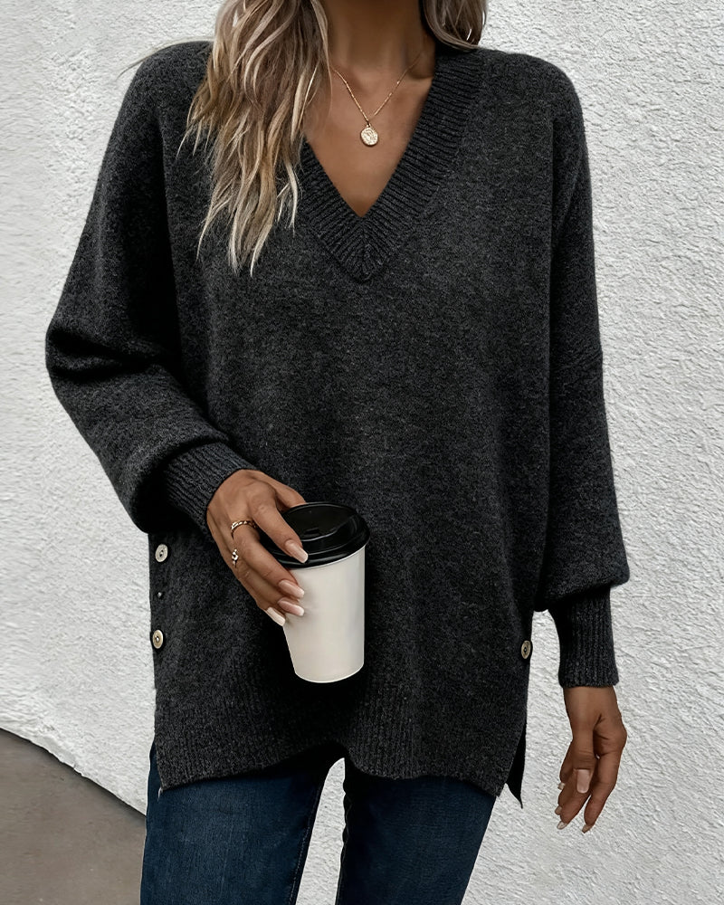 Pull Manche Lanterne Encolure En V