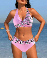 Bikini dos nu imprimé patchwork léopard
