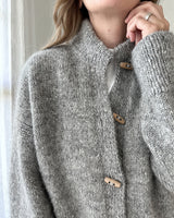 Cardigan uni à col montant et boutons en corne