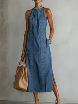 Soline | Robe en denim à dentelle rétro