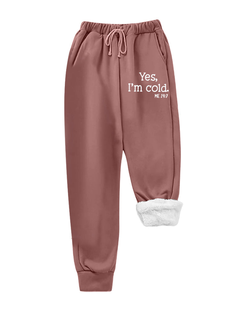 Pantalon décontracté en polaire imprimé lettres