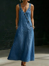 Lalie | Robe longue en denim boutonnée