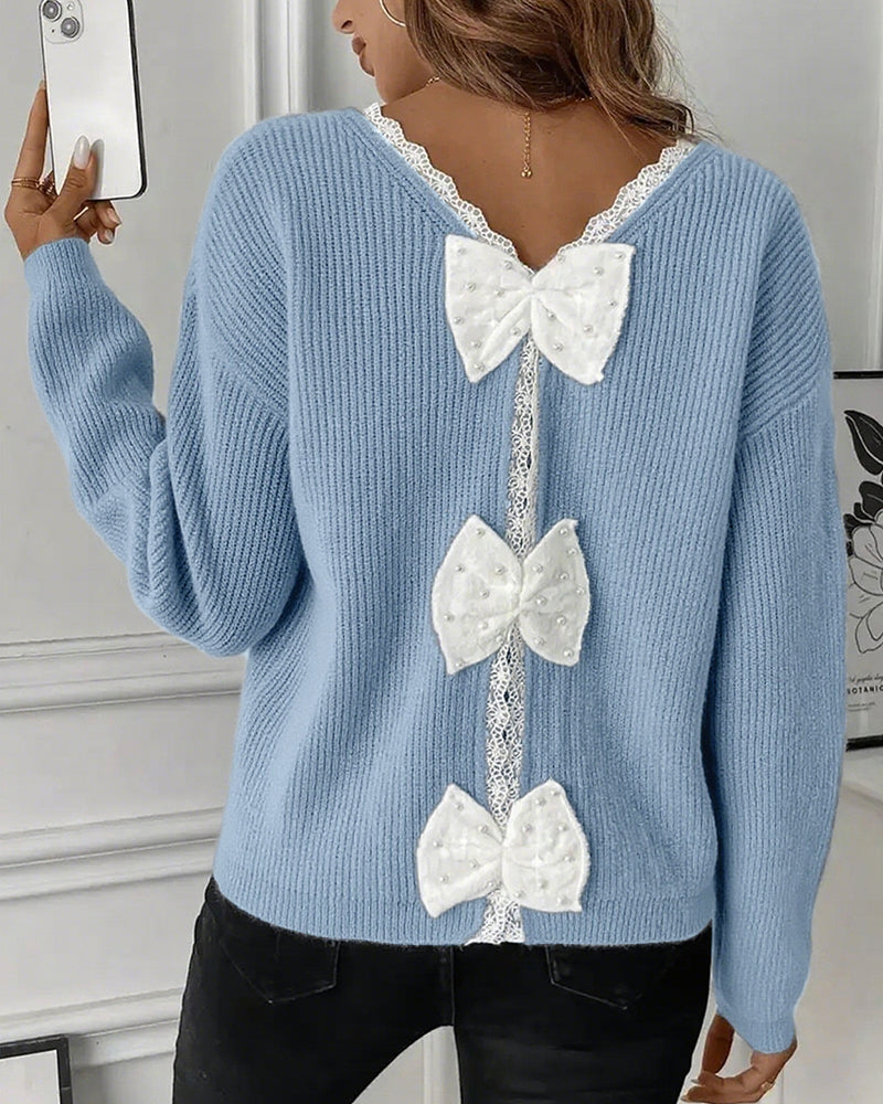 Pull Manches Longues Nœud Dans Le Dos