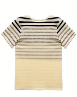 T-Shirt Col Rond Manches Courtes À Rayures