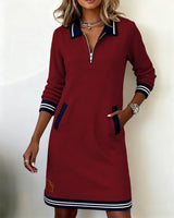 Robe À Manches Longues Avec Zip Et Revers