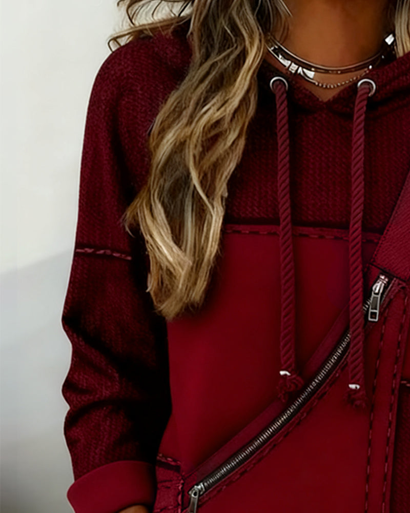 Sweat À Capuche Élégant À Blocs De Couleurs