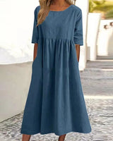 Robe unie en coton lin