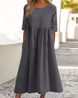 Robe unie en coton lin