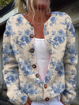 Cardigan à imprimé floral avec boutons