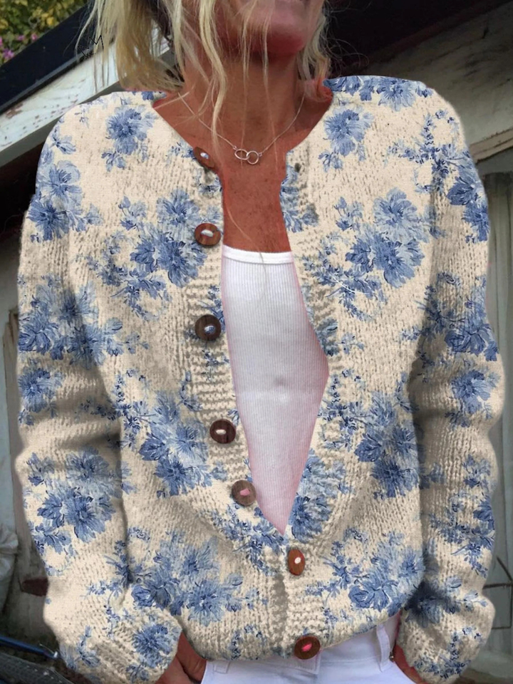 Cardigan à imprimé floral avec boutons