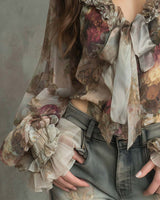 Blouse Imprimé Lotus Élégant