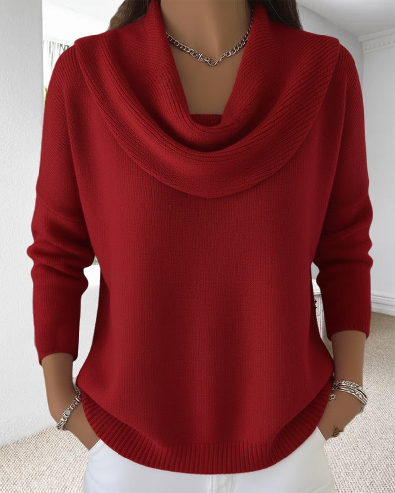 Pull Uni Col en Pile Pullover