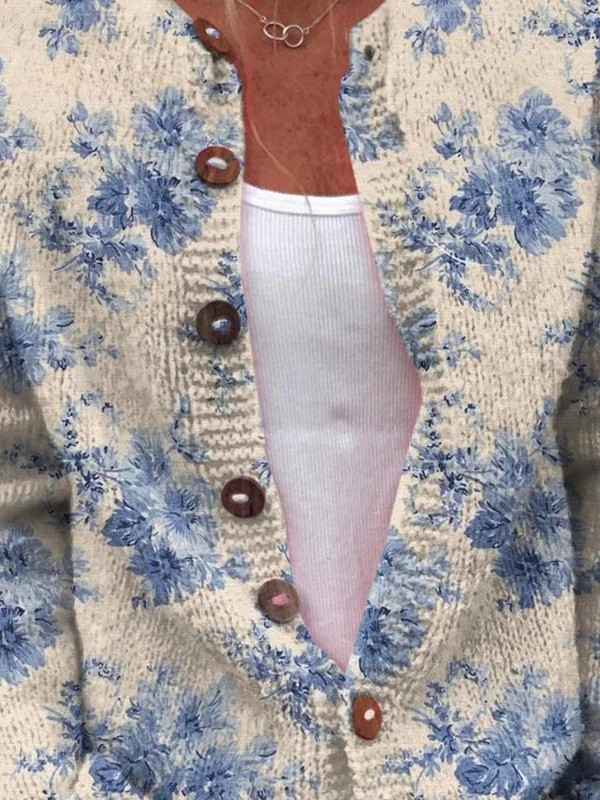 Cardigan à imprimé floral avec boutons