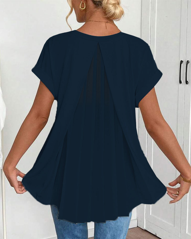 T-Shirt À Manches Courtes Uni Patchwork