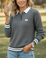 Pull Col Chemise Contrasté