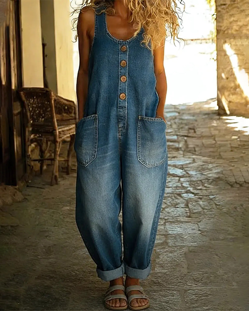Combinaison Décontractée Poche Denim