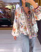 Blouse Sexy à col en V Imprimé tendance
