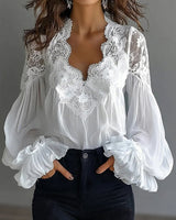 Chemisier Dentelle Patchwork Col V