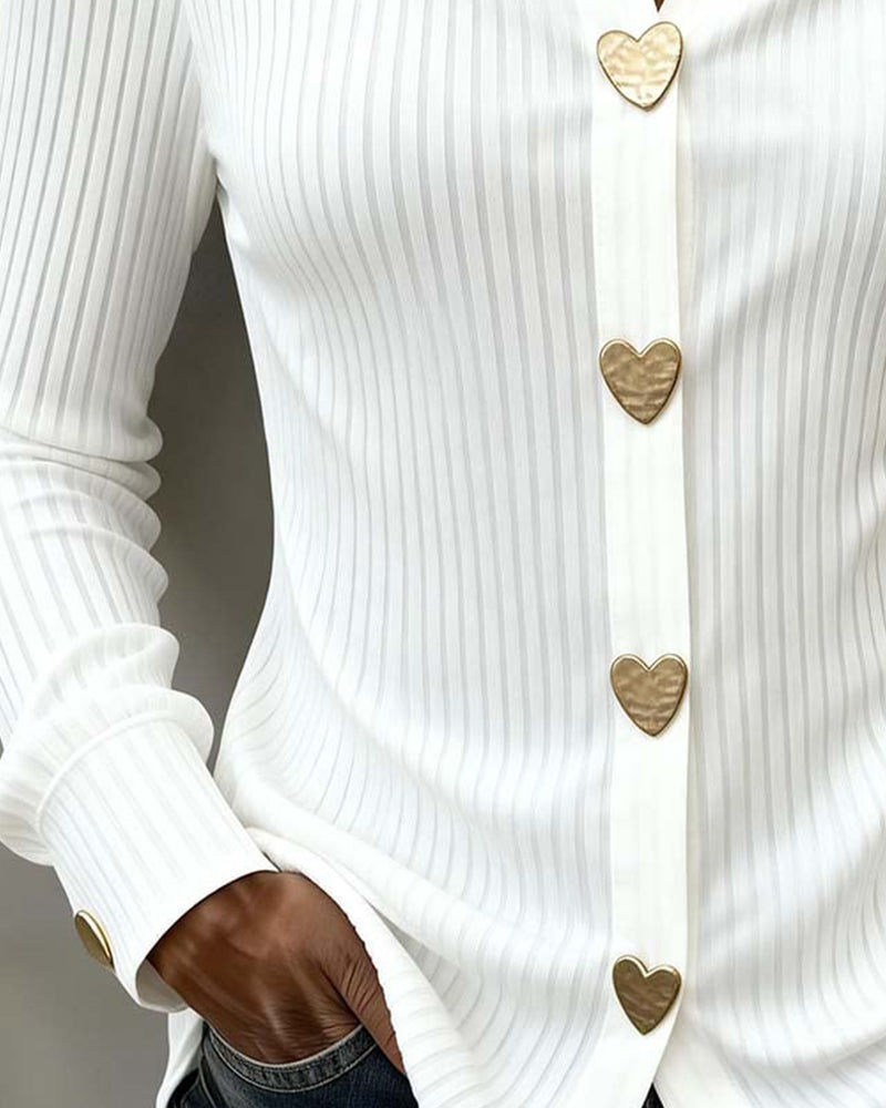 Chemise Boutonnage En Forme De Cœur Col