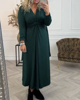 Robe sexy unie avec manches longues