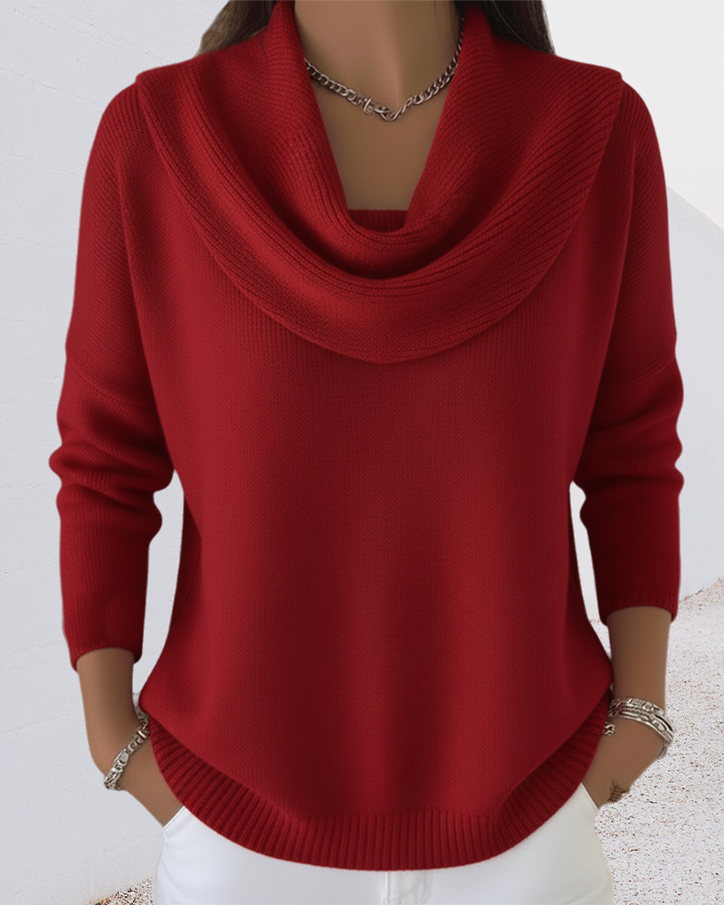 Pull Uni Col en Pile Pullover