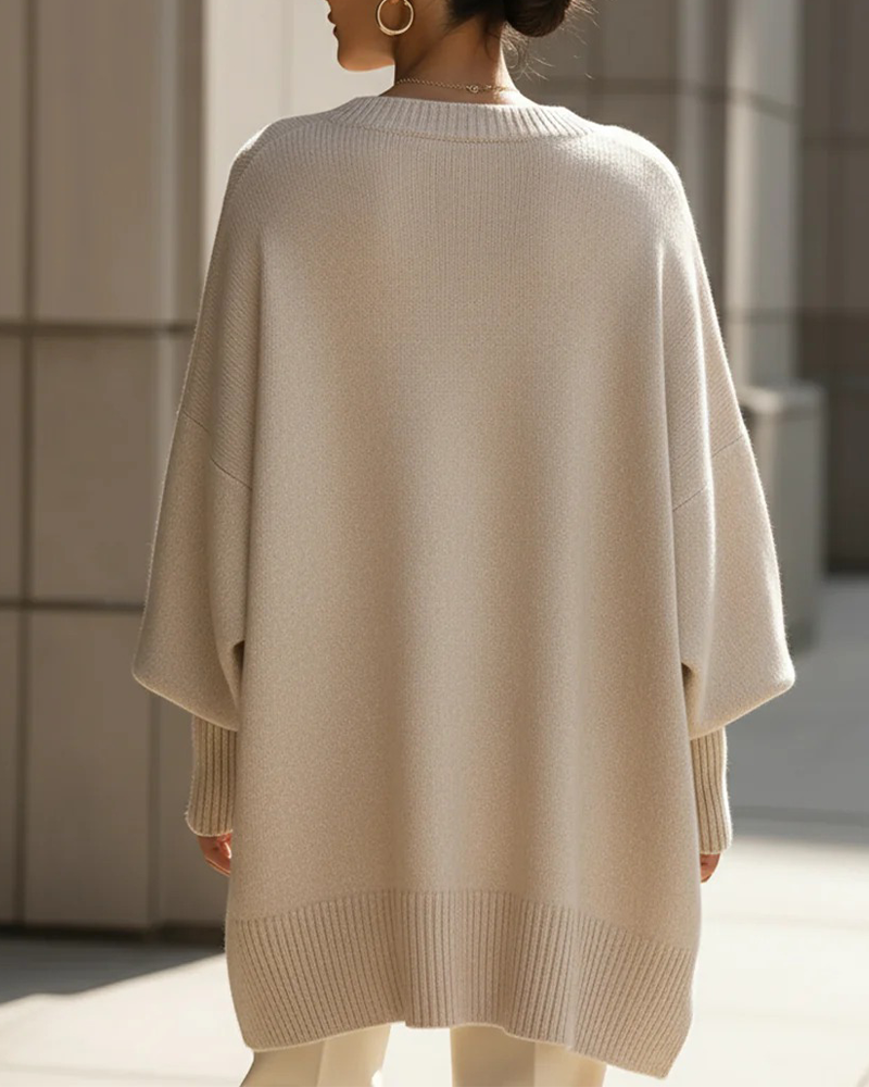 Pull Col Rond Loose Mi-Long