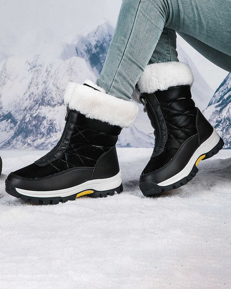 Bottes De Neige Chaudes Antidérapantes À Fermeture Éclair Pour Femmes