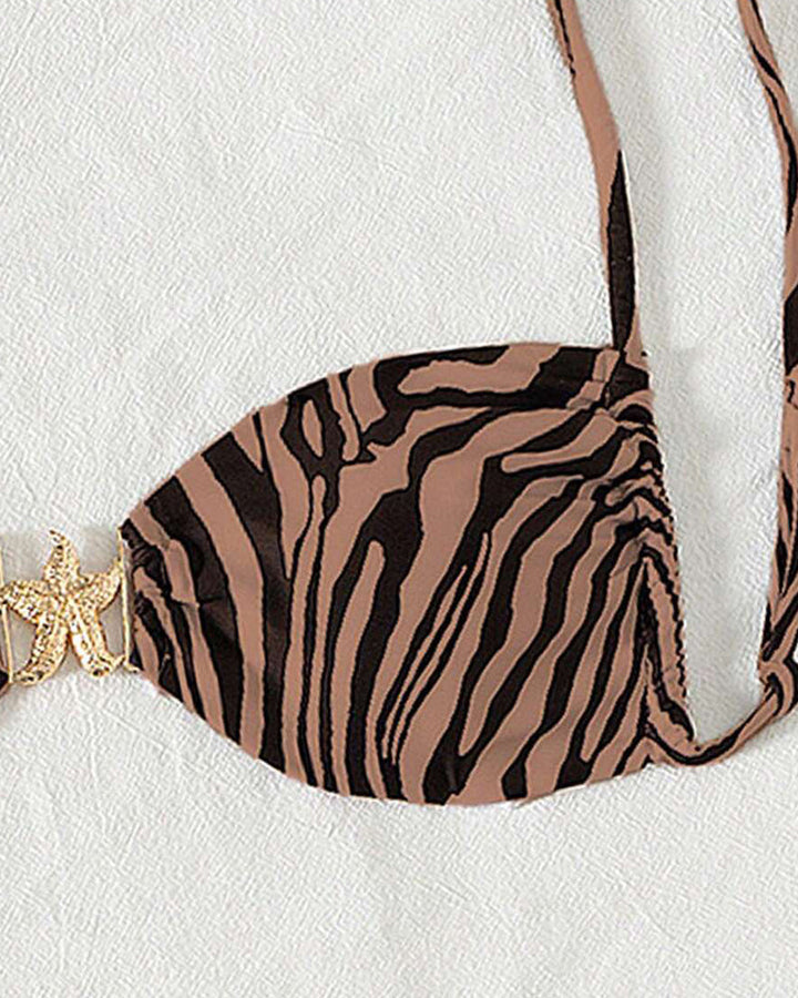 Bikini Imprimé Zèbre Sexy Lacé
