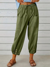 Luciane | Pantalon à cordon et boutons pour femme