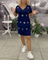 Robe Mode Col En V Manches Courtes