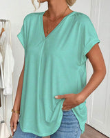 T-Shirt À Manches Courtes Uni Patchwork