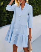 Robe à carreaux à col montant