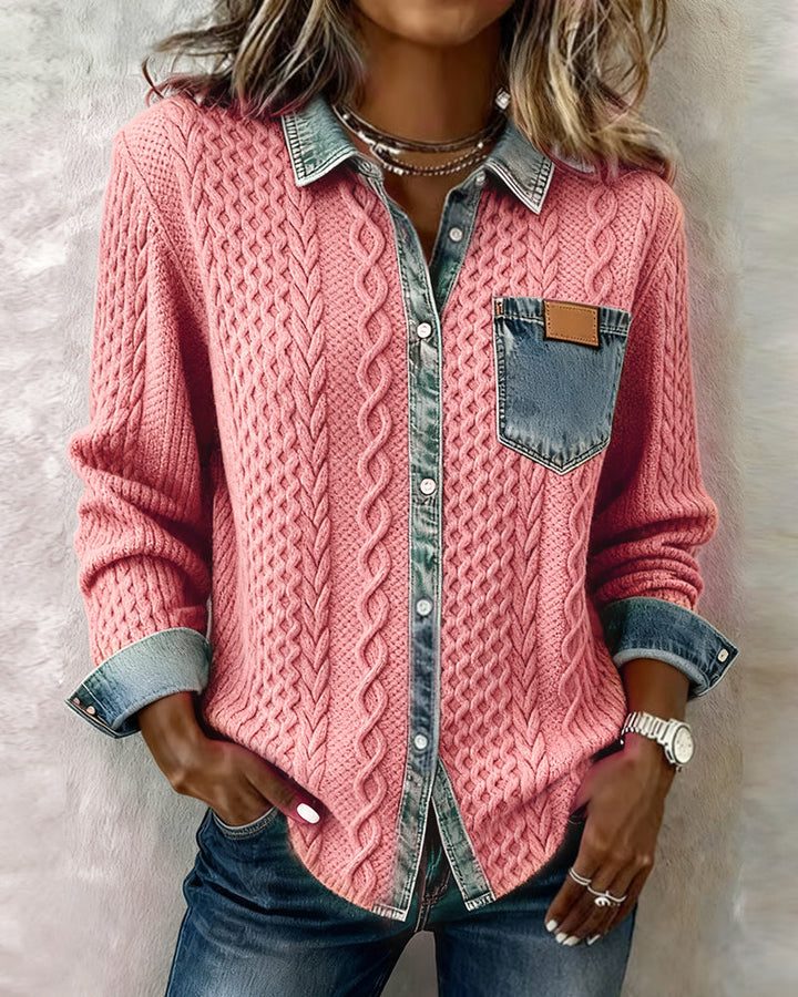 Chemise Manches Longues À Patchwork Jean