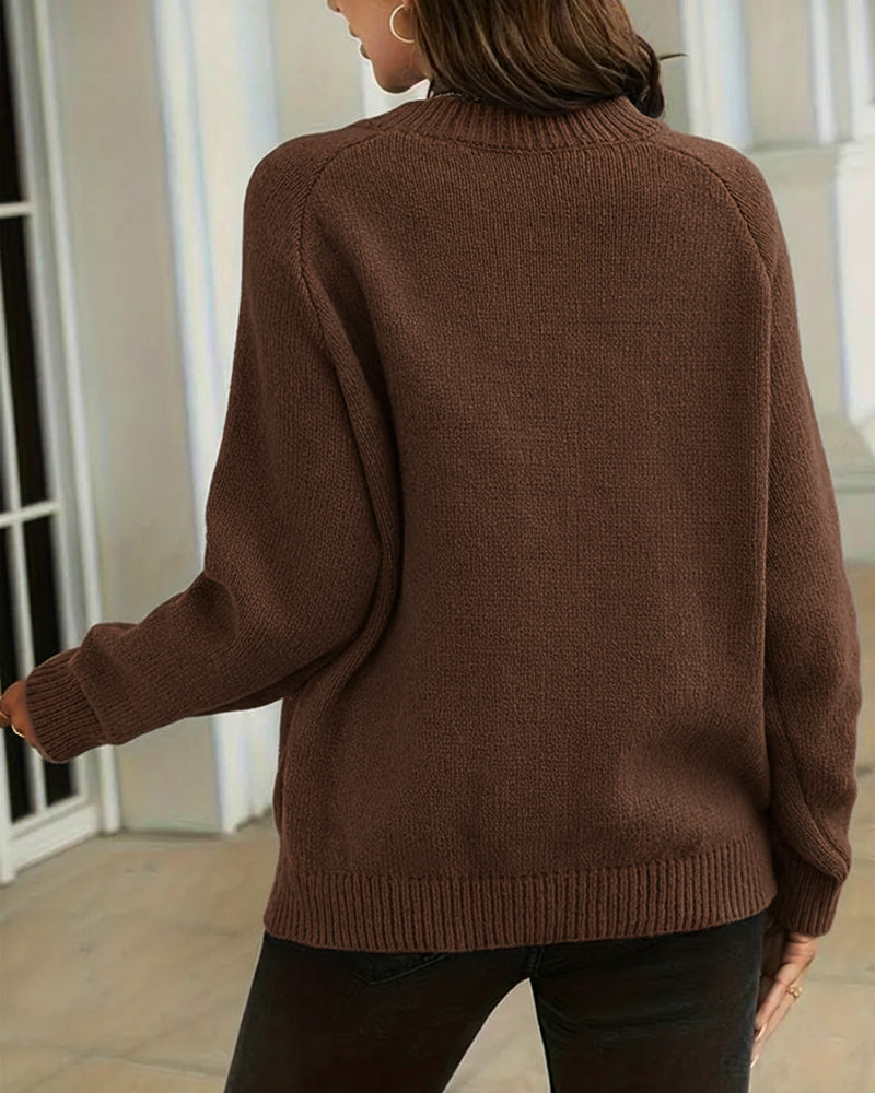 Pull Boutonné À Col Rond