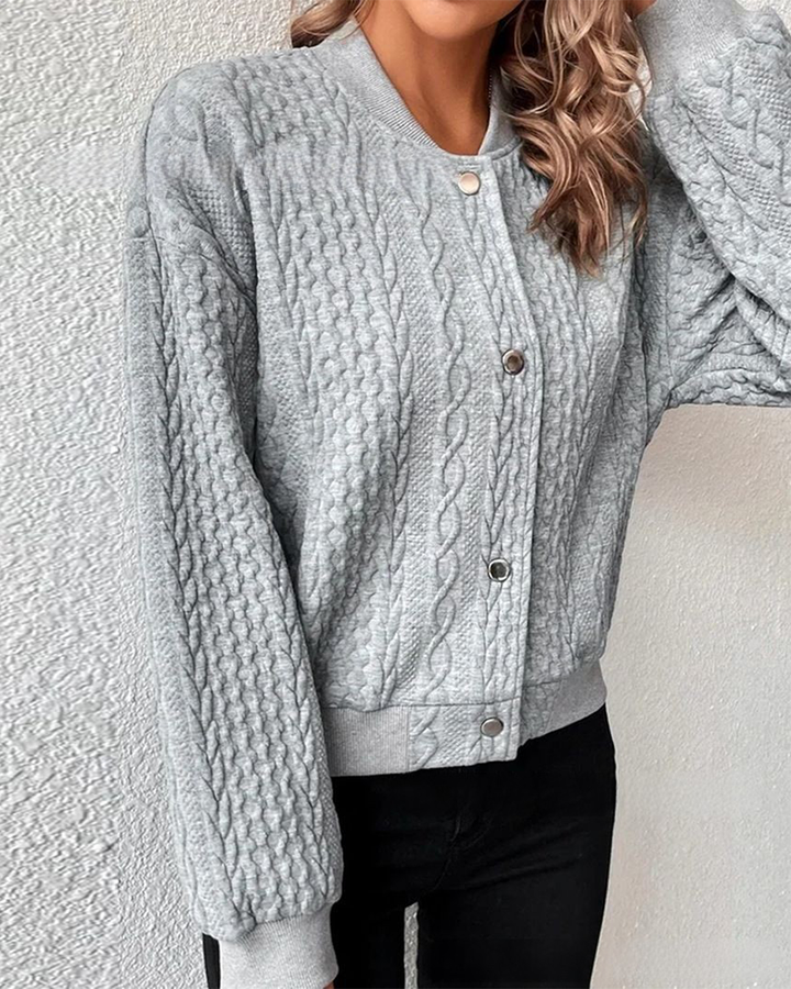 Cardigan boutonné de couleur unie