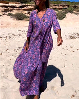 Robe imprimée ample à manches 3/4