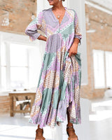 Robe à blocs de couleurs et manches 3/4