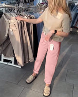 Pantalon Uni Décontracté Droit
