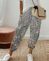 Pantalon décontracté en coton et lin pour femme
