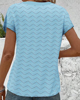 T-shirt Col En V Creux Manches Courtes