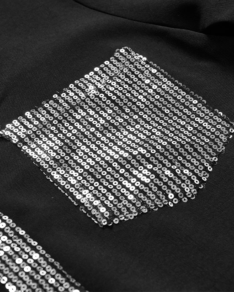 Haut décontracté à empiècements et boutons à sequins