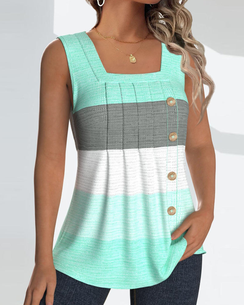 Débardeur plissé à boutons rayés