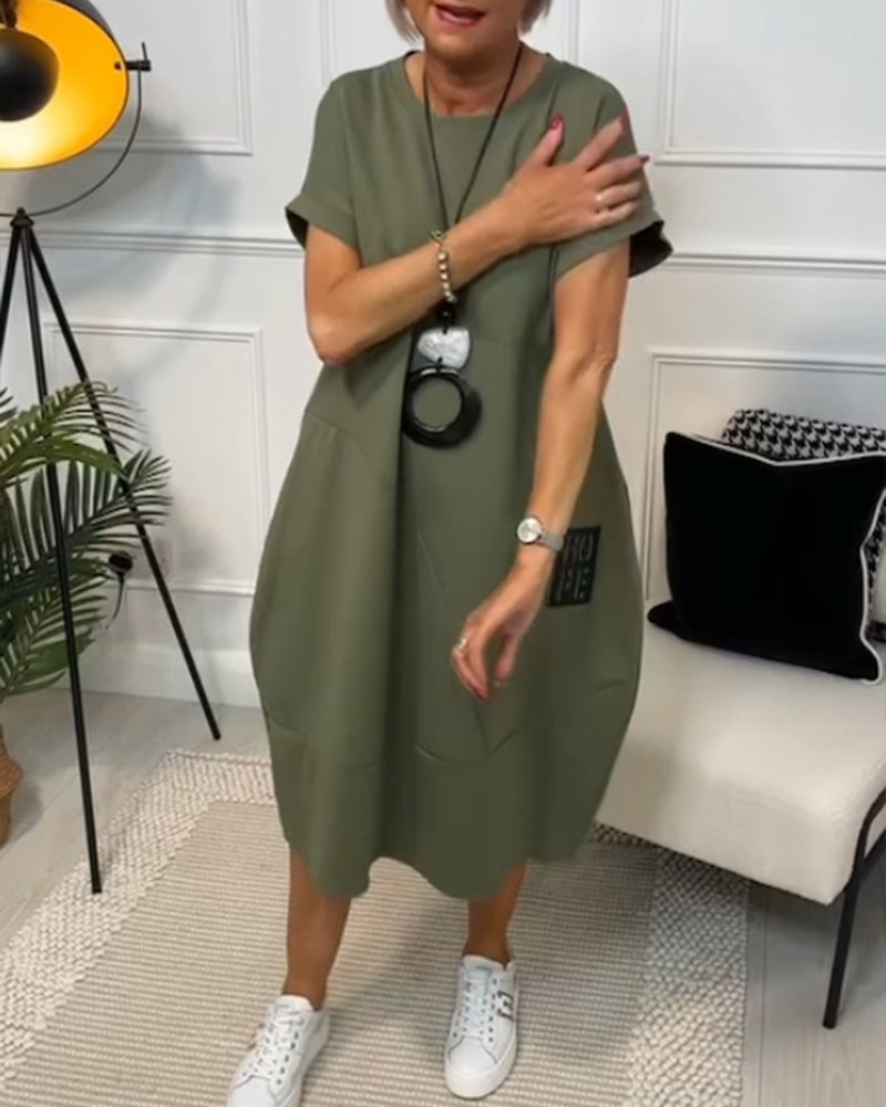Robe décontractée à manches courtes et imprimé lettre simple