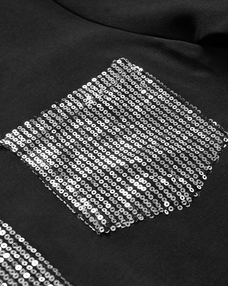 Haut décontracté à empiècements et boutons à sequins