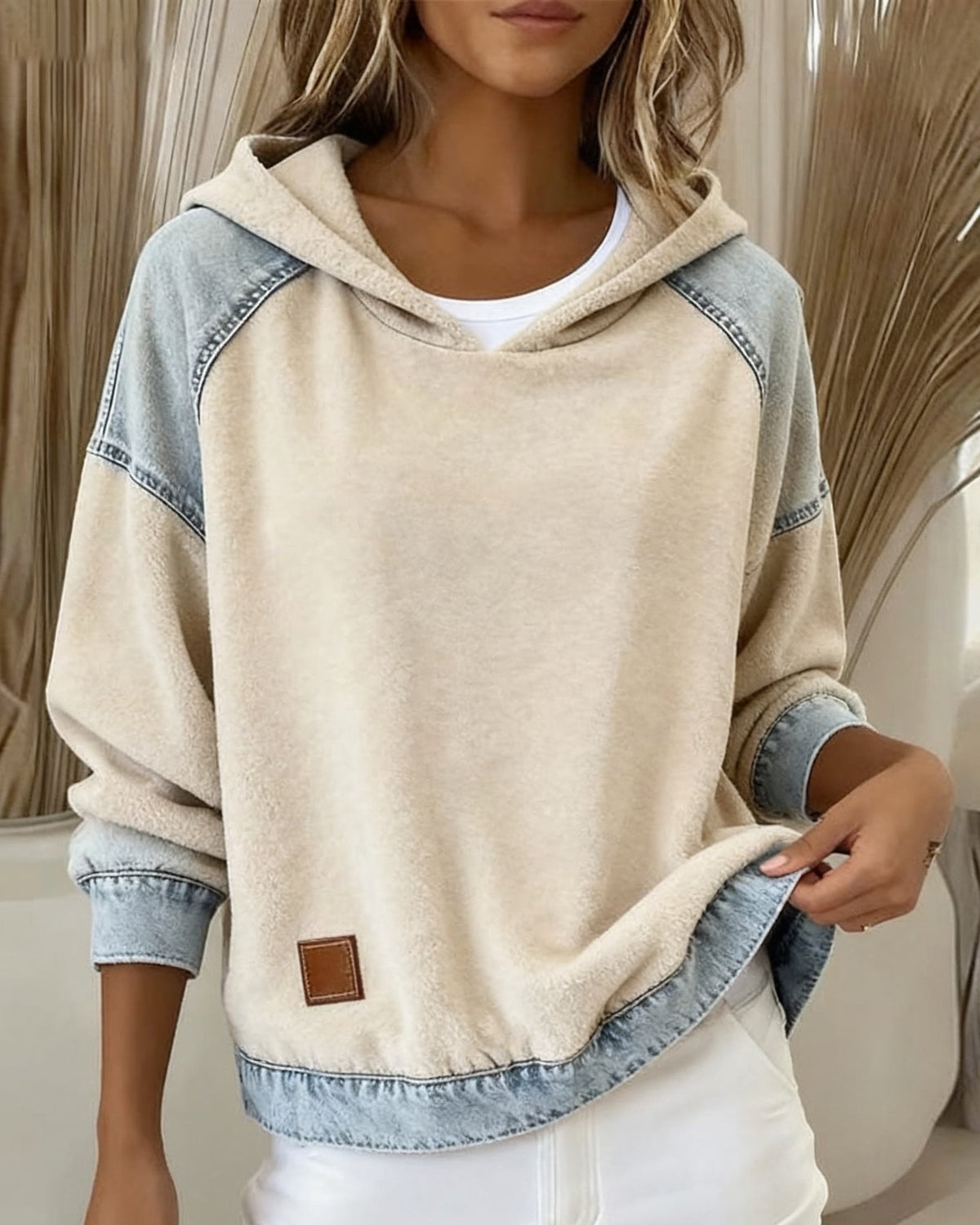 Sweat À Capuche À Manches Longues Avec Poche Contrastée