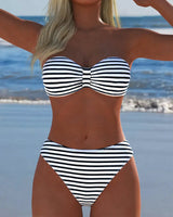 Maillot De Bain Haute Taille Rayé Triangle Deux Pièces