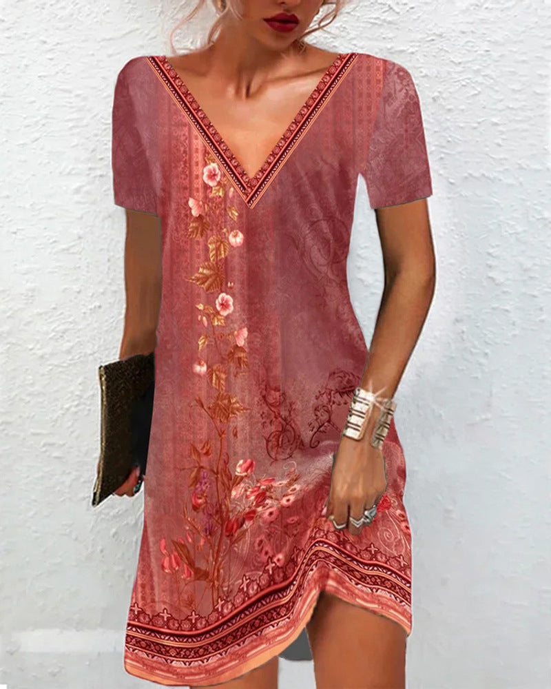 Robe à imprimé floral et manches courtes